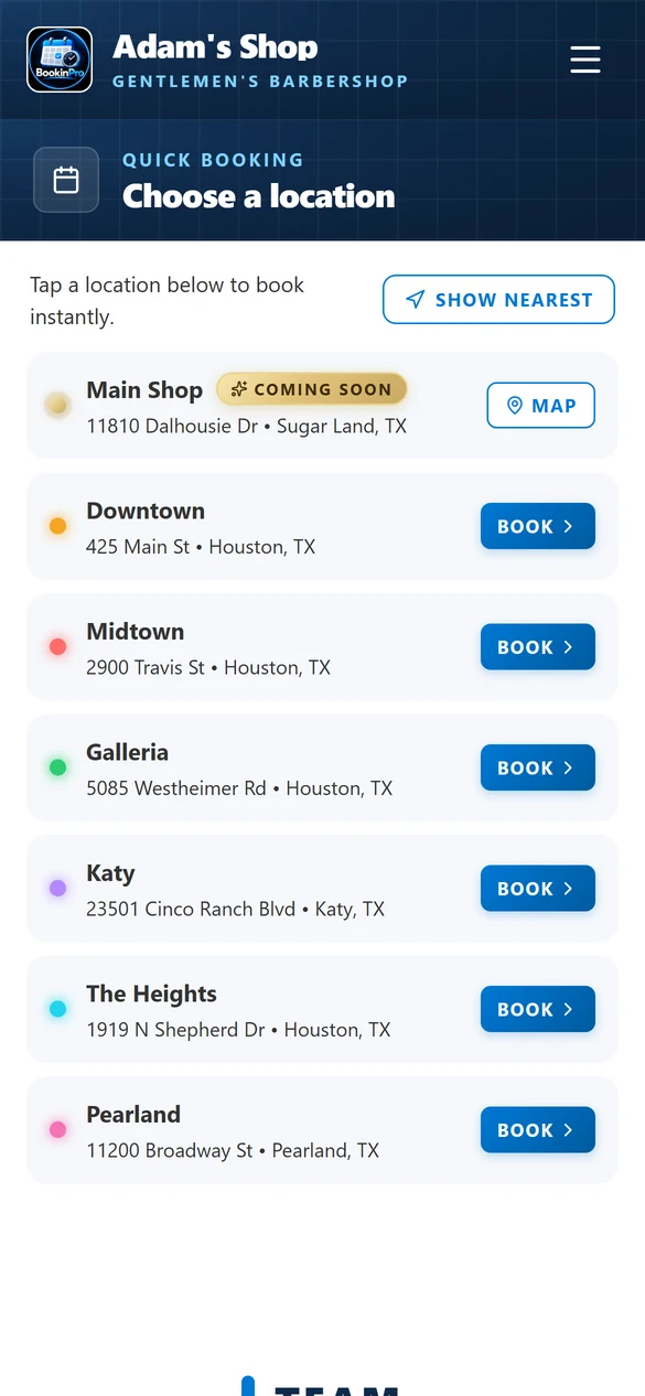 Booking site location picker
